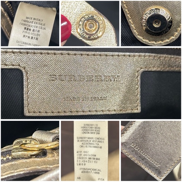 💯 Authentic RARE Burberry Canterbury Horseferry Check Tote Gold Purse Handbag - Picture 4 of 17